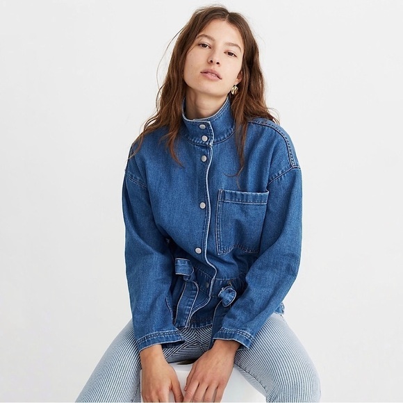Madewell Southlake Denim Military Jacket Small - Picture 1 of 16